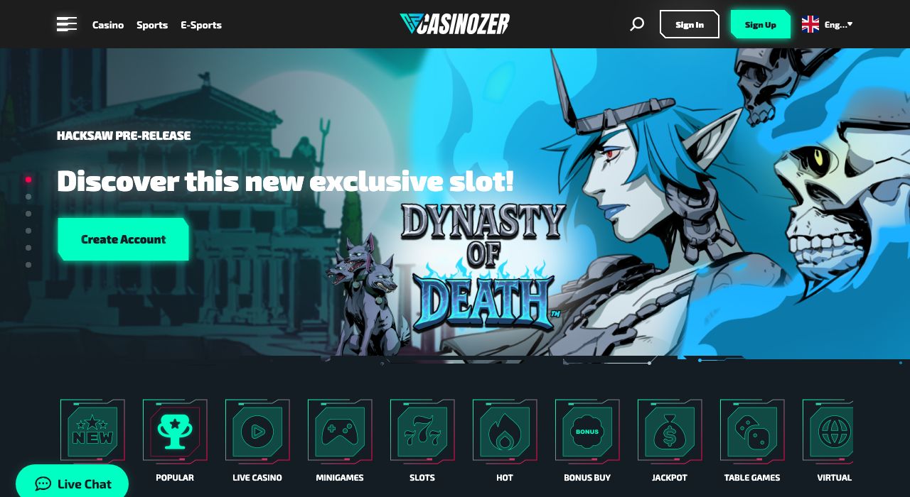 casinozer casino games selection